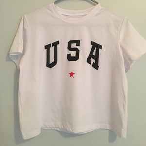 White USA crop top.